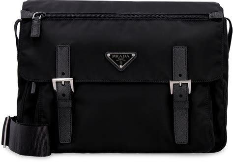 prada nylon messenger bag black|prada messenger bag female.